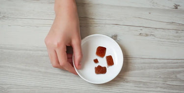 Microdose sizes of Delta 8 gummies on a plate