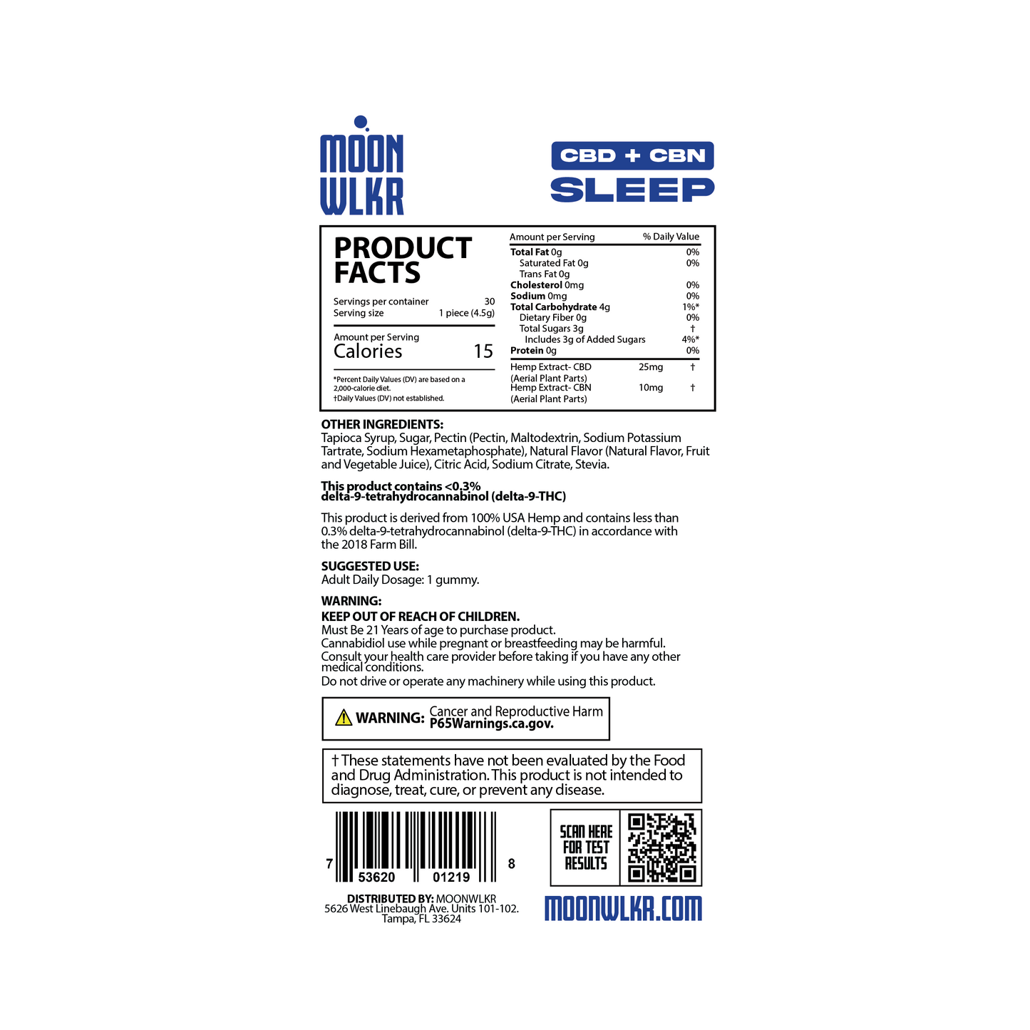 CBD + CBN Sleep gummies product facts and ingredients