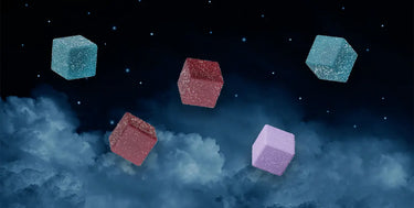 CBD and Melatonin Gummies floating in space
