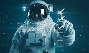 Astronaut completing a checklist