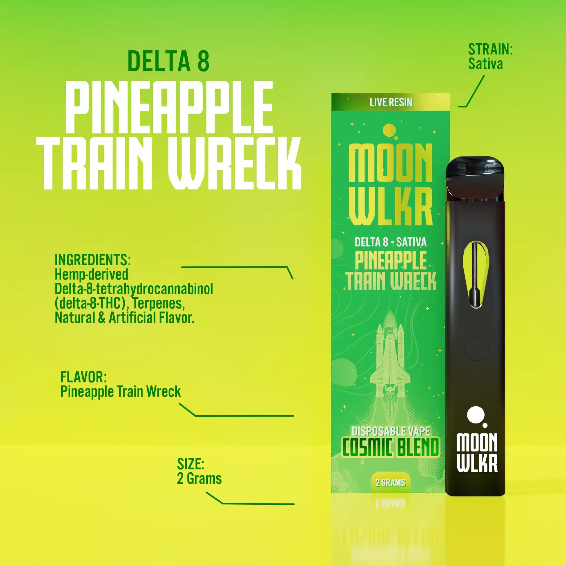 Delta 8 2G Disposable Pineapple Train Wreck - Moonwlkr MoonWlkr Delta 8 2G Disposable Pineapple Train Wreck - Moonwlkr MoonWlkr