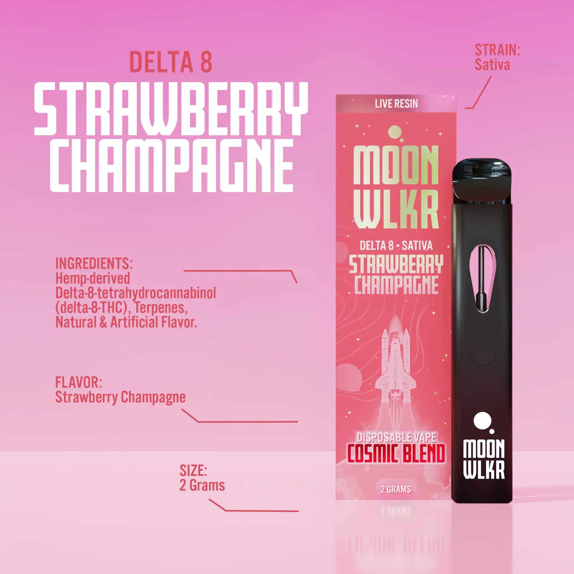 Delta 8 2G Disposable Strawberry Champagne - Moonwlkr MoonWlkr Delta 8 2G Disposable Strawberry Champagne - Moonwlkr MoonWlkr