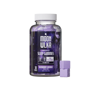 CBD and THC with melatonin sleep gummies in blackberry lavender flavor