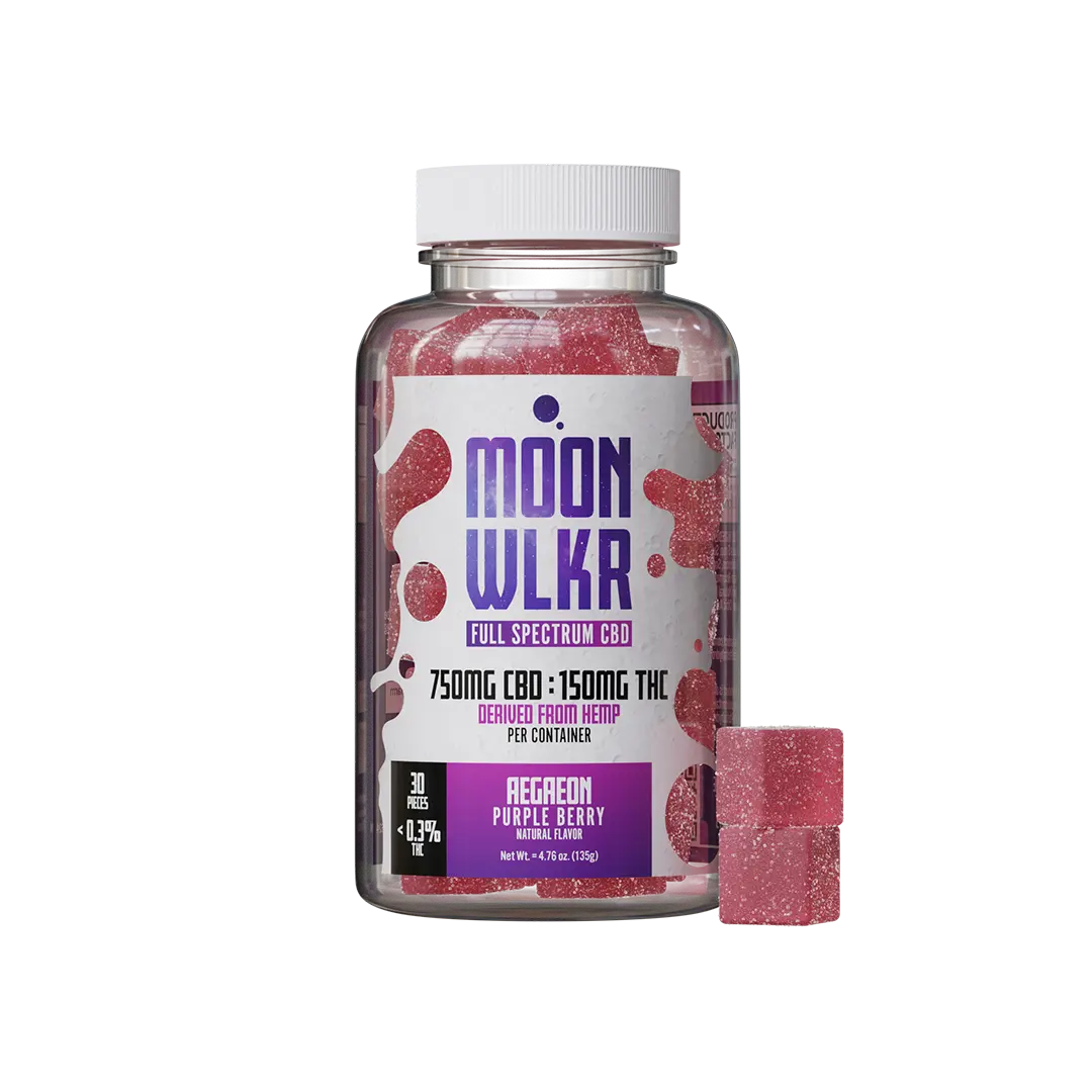 Moonwlkr Full Spectrum CBD Gummies in Purple Berry flavor