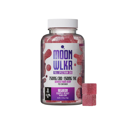 Moonwlkr Full Spectrum CBD Gummies in Purple Berry flavor