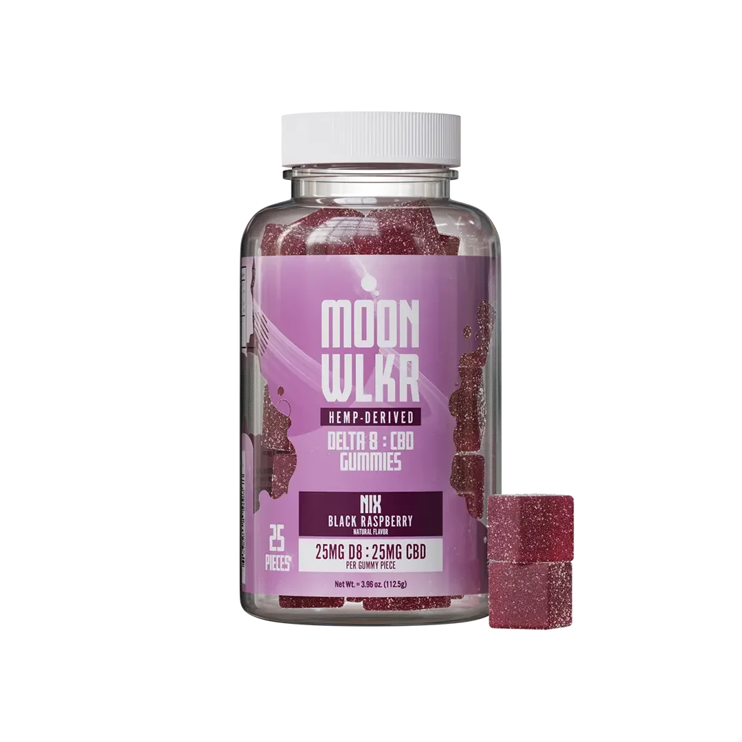 Delta 8 and CBD gummies in black raspberry flavor