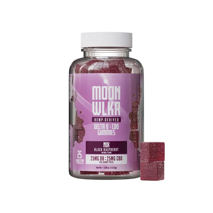Delta 8 and CBD gummies in black raspberry flavor