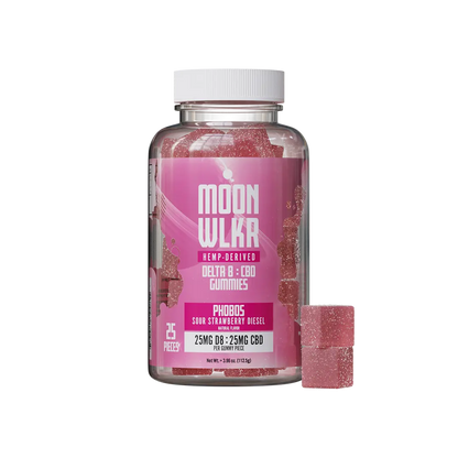 Delta 8 and CBD gummies in sour strawberry flavor