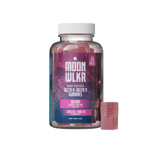 Delta 8 and Delta 9 THC gummies in berry cream flavor