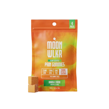 CBD, CBG, THC pain relief gummies in orange creme flavor