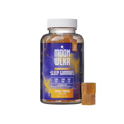 CBD, CBN, and THC sleep gummies in totally tropical flavor
