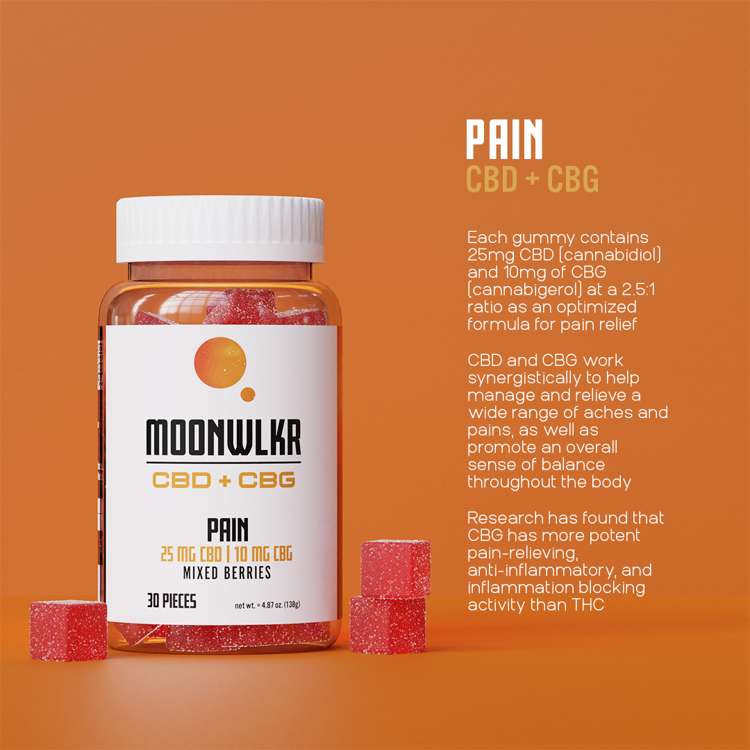 CBD:CBG Pain Relief Gummies — Mixed Berry - MoonWlkr