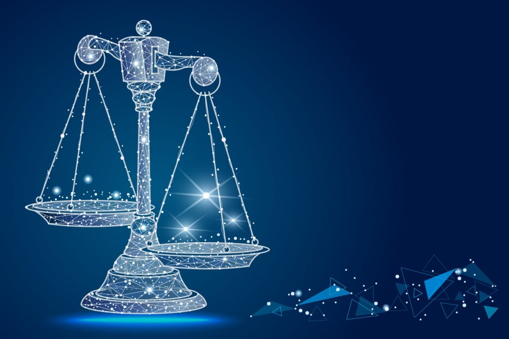 The scales of justice displayed as a star constellation