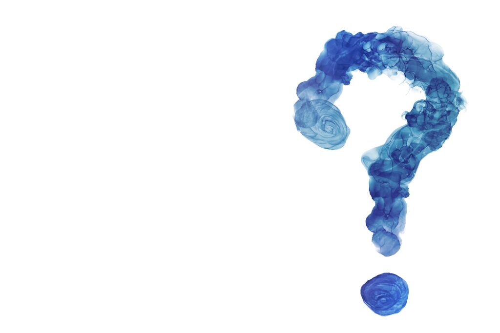 A question mark made out of blue smoke