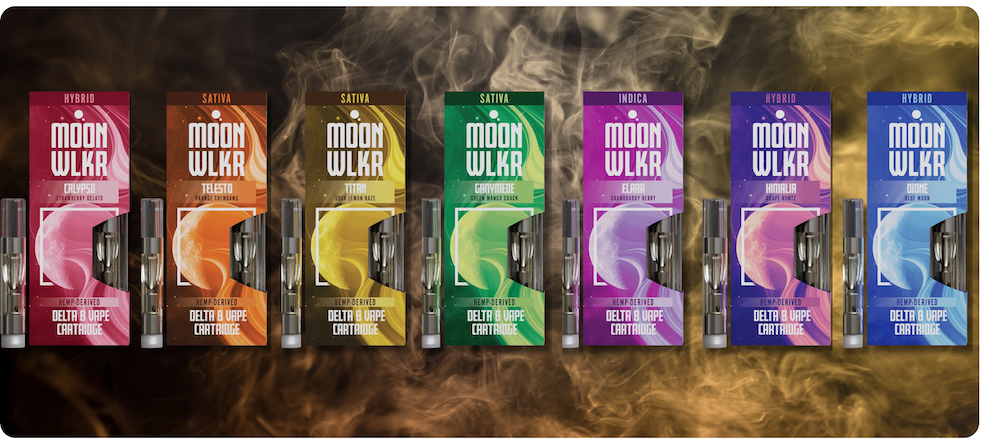 All the flavors of Moonwlkr Delta 8 vape carts